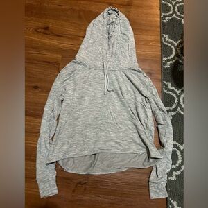 Athleta Coaster Crop Hoodie, Heather Grey, Medium Tall